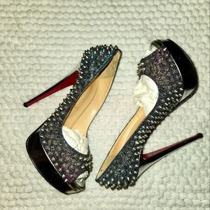 Christian Louboutin Lady Peep Spikes in Multi color